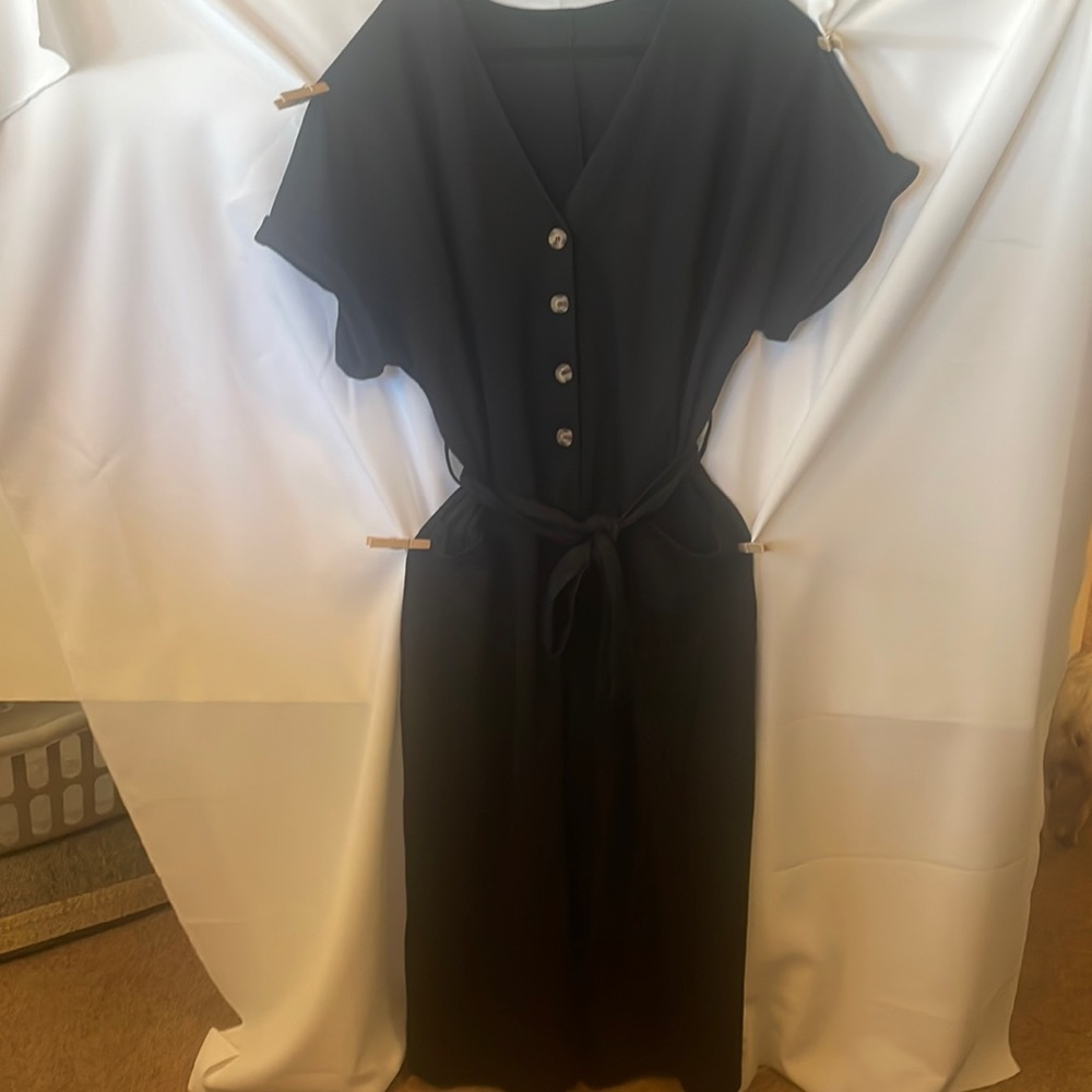 Capri wide leg romper with pockets 2x new without tags